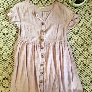Beautiful Lilac Cotton Button Down Dress